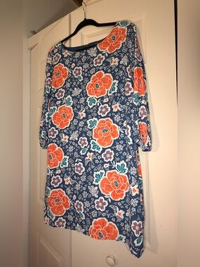 Old Navy Navy Floral Mini Dress with Orange & Teal Accents
